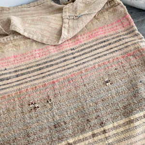 Vintage Grain sack Farmhouse Chateau Chic rustic unique handmade antique hand woven linen French country grainsack VTG Vintage Primitive
