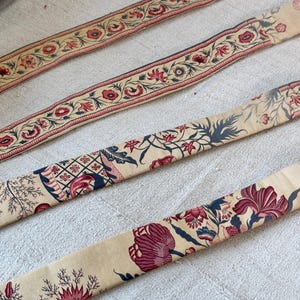 2  curtain ties French  Palampore inspired 4 poster bed 1930&#39;s textiles wall art hanging printed farmhouse cottage vintage home decor unique
