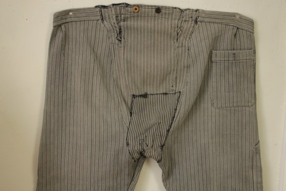 French Workwear Pants or Trousers Gray Striped Pa… - image 10