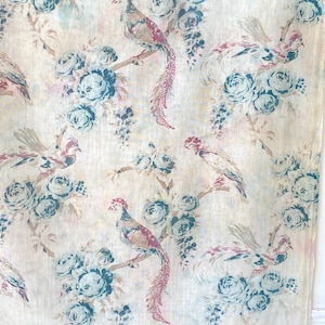 1920&#39;s Antique French fabric bird and floral design STUNNING pattern eco-friendly