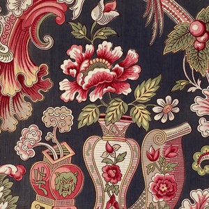Antique French Textile Design Chintz Fabric, 1855-1865 Dated