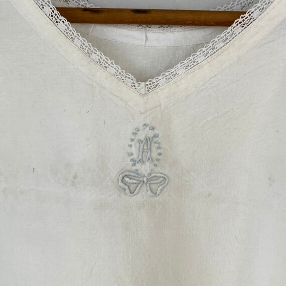 H Monogram Vintage Cotton Night Slip Lace Trimmed… - image 6