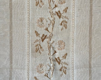 82x24  Marie Antoinette faded woven brocade panel French curtain Timeworn textile Unique window treatment