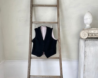 Antik fransk svart väst herrkläder vintage arbetskläder arbetskläder från Frankrike The Textile Trunk boho shabby inredning miljövänlig