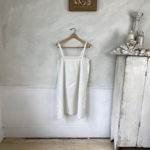 Vintage Cotton Night Slip Lace Trimmed French Workwear Lace Cotton Slip 1910s Work Wear White Slip eco-friendly