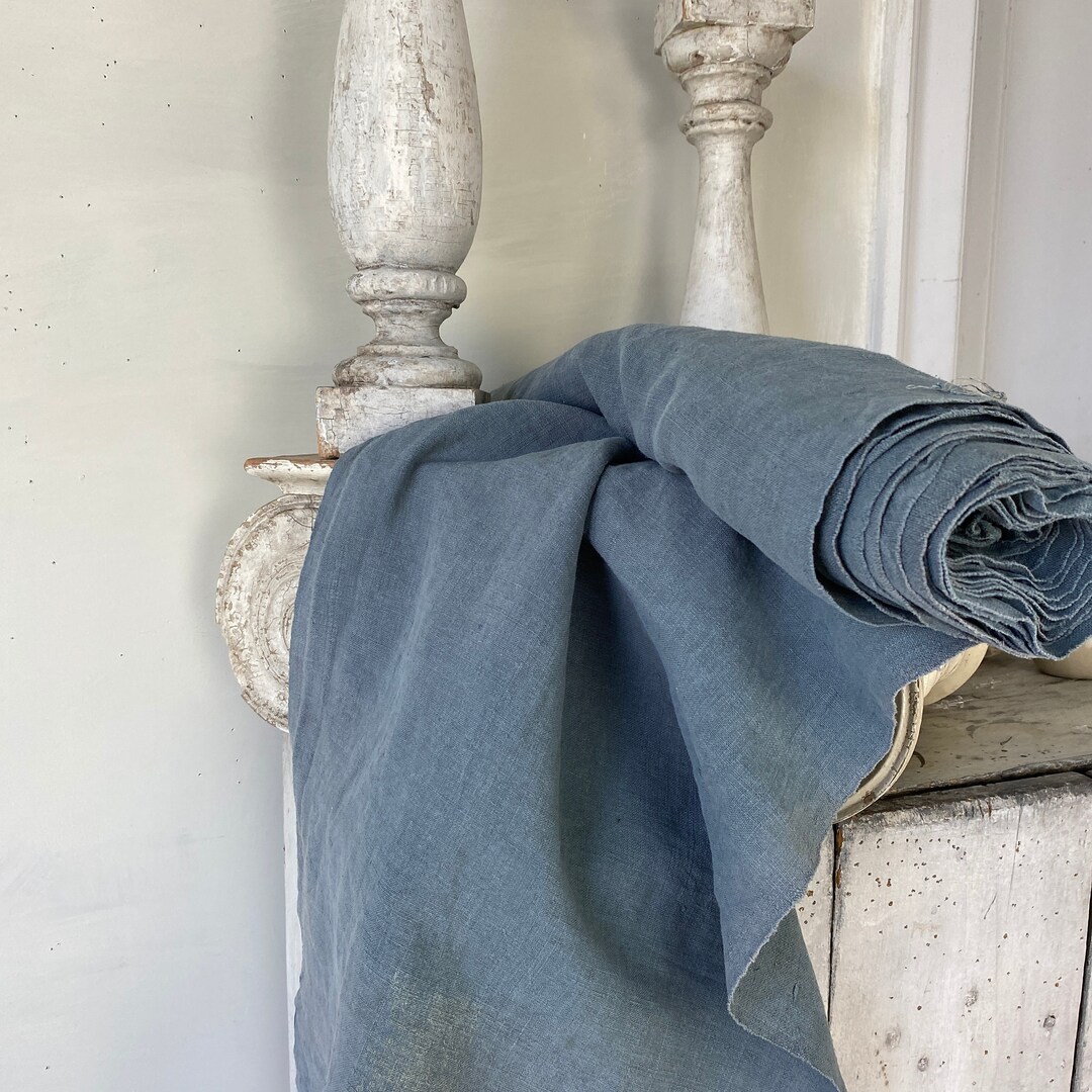 Powder Blue Dyed Linen per Yard Vintage Farmhouse Table Runner Etsy