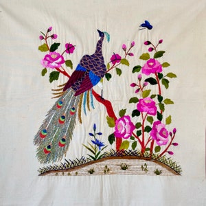 Capa de almofada bordada chinesa antiga 21x20, tecido, tapeçaria bordada do século XIX, ecologicamente correta