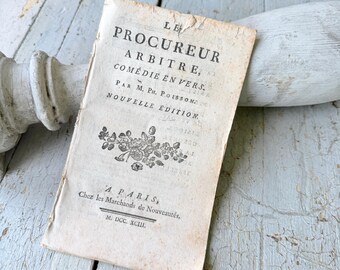 1793 Antique French Theatre Book Le Procureur Arbitre Comedie En Vers Paris Literature Ephemera Rare Play Script Wall Art pamphlet booklet