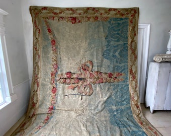 Aubusson Tapestry 19th century carpet floor rug area Antique LARGE textile Timeworn Time- touched