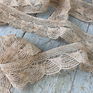 4.5 AGED yards Handmade Vintage VTG  French lace Trim passementerie  ribbon  Cottagecore  farmhouse The Textile Trunk eco-friendly