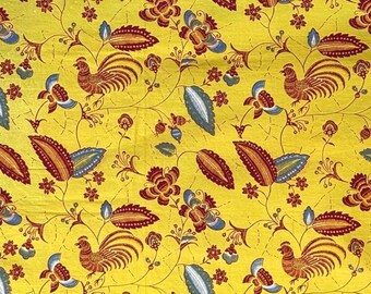 Cortina de tela vintage francesa con estampado de pájaros de 100x45 cm, color chartreuse, botánica, campestre, estilo rústico, única, hecha a mano, color amarillo.