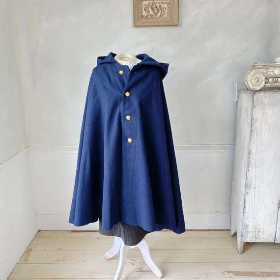 Postal Vintage blue  French postman's hooded cape… - image 1