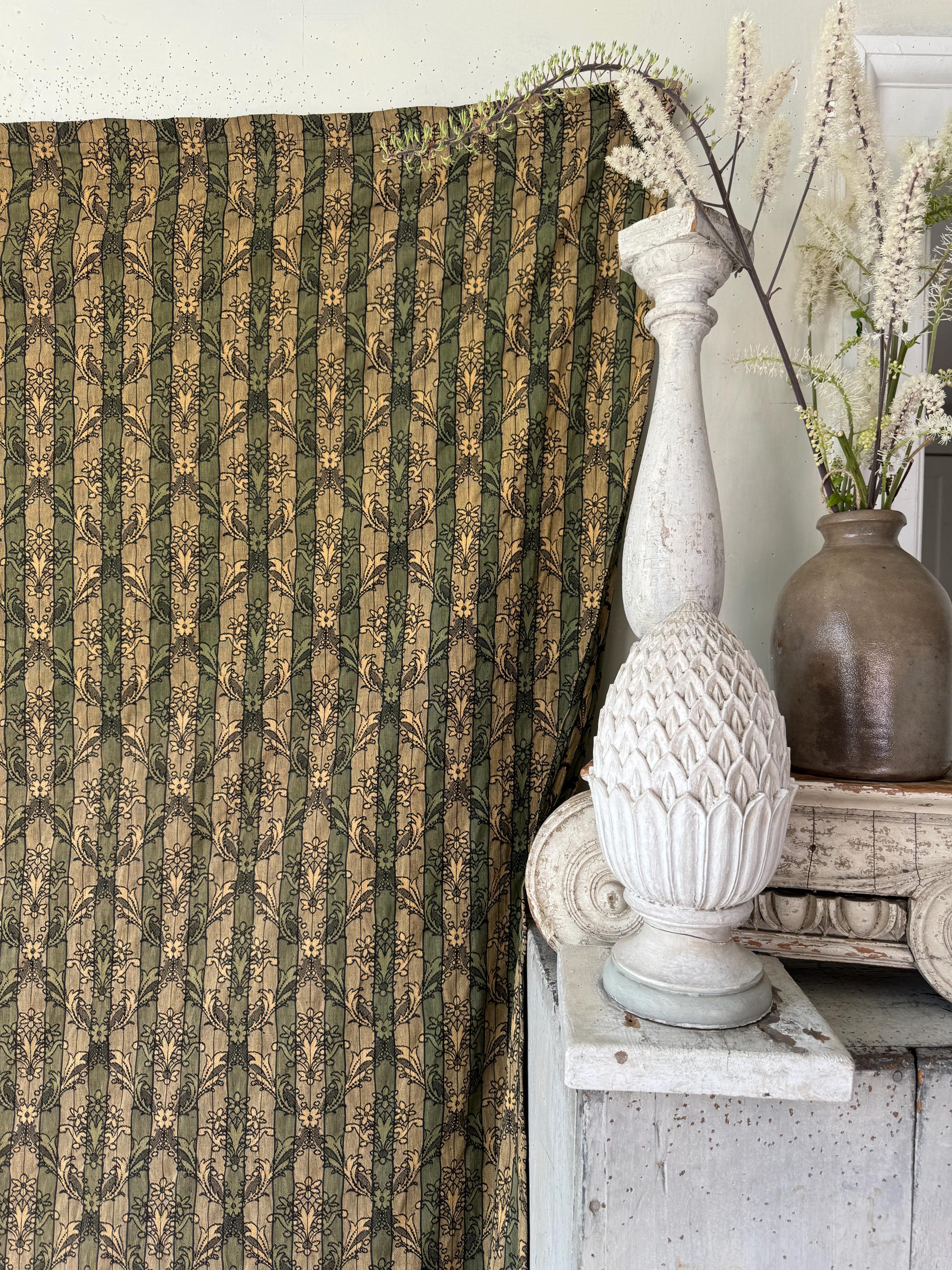 102x76 カーテン 1890年代 アンティーク フランス ジャカード織り