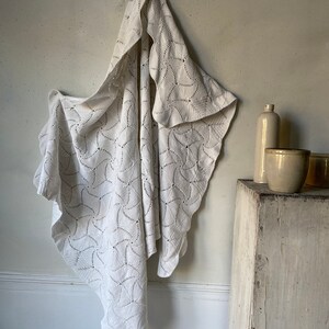 Textile Trunk  White  Vintage French crochet coverlet hand made lace white cotton  vintage textile eco-friendly