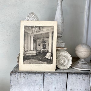 Antique French interior design image for framing 1930&#39;s 30&#39;s Thirties drawing photograph sketch illustration eco-friendly