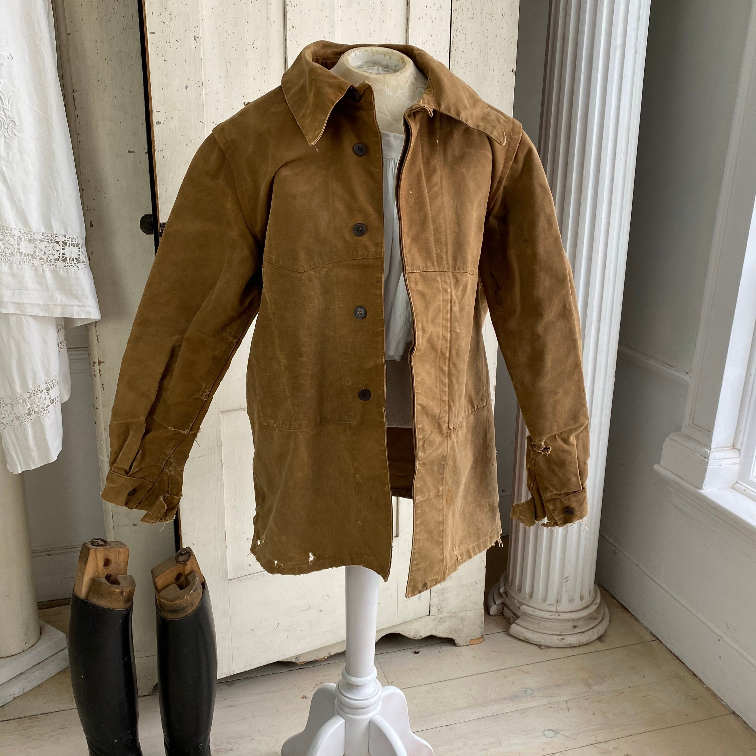 Work Wear Vintage Canvas Jacket Heavy Brown Cotton Unused Work Wear Vintage Canvas Jacket Heavy Brown Cotton Unused