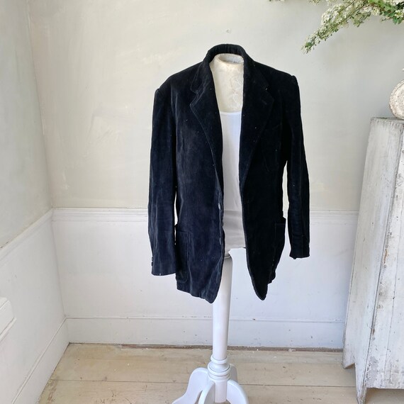 Vintage Black Corduroy Jacket French Workwear Bla… - image 4