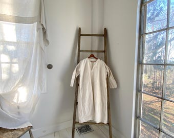 Antique French Chemise Linen Night Shirt Primitive Undergarment Folk Clothing Rustic Home Decor Textile Study Display Piece Vintage