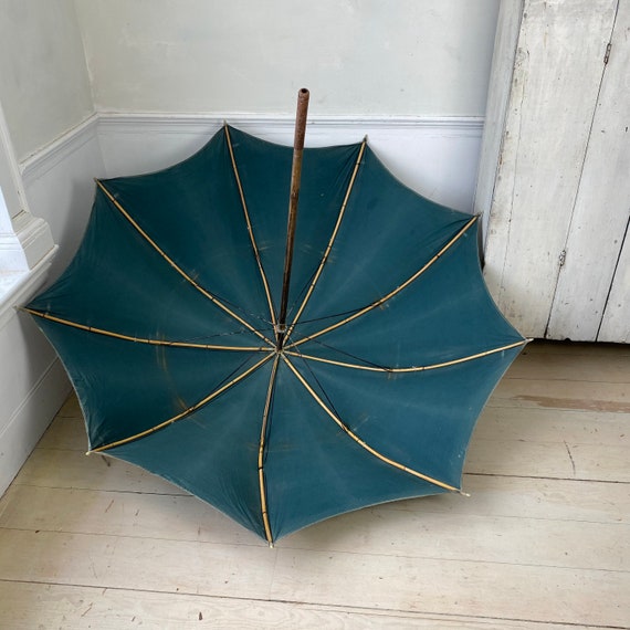 Antique Shepherd's Umbrella French Parasol Indigo… - image 3