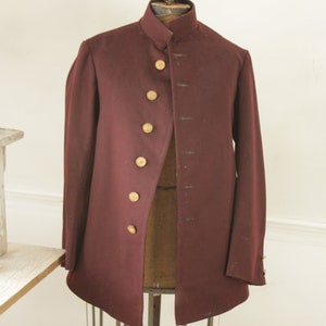 Vintage Bellhop's Jacket 1930s Burgundy Felted Wool French Workwear Uniform image 4