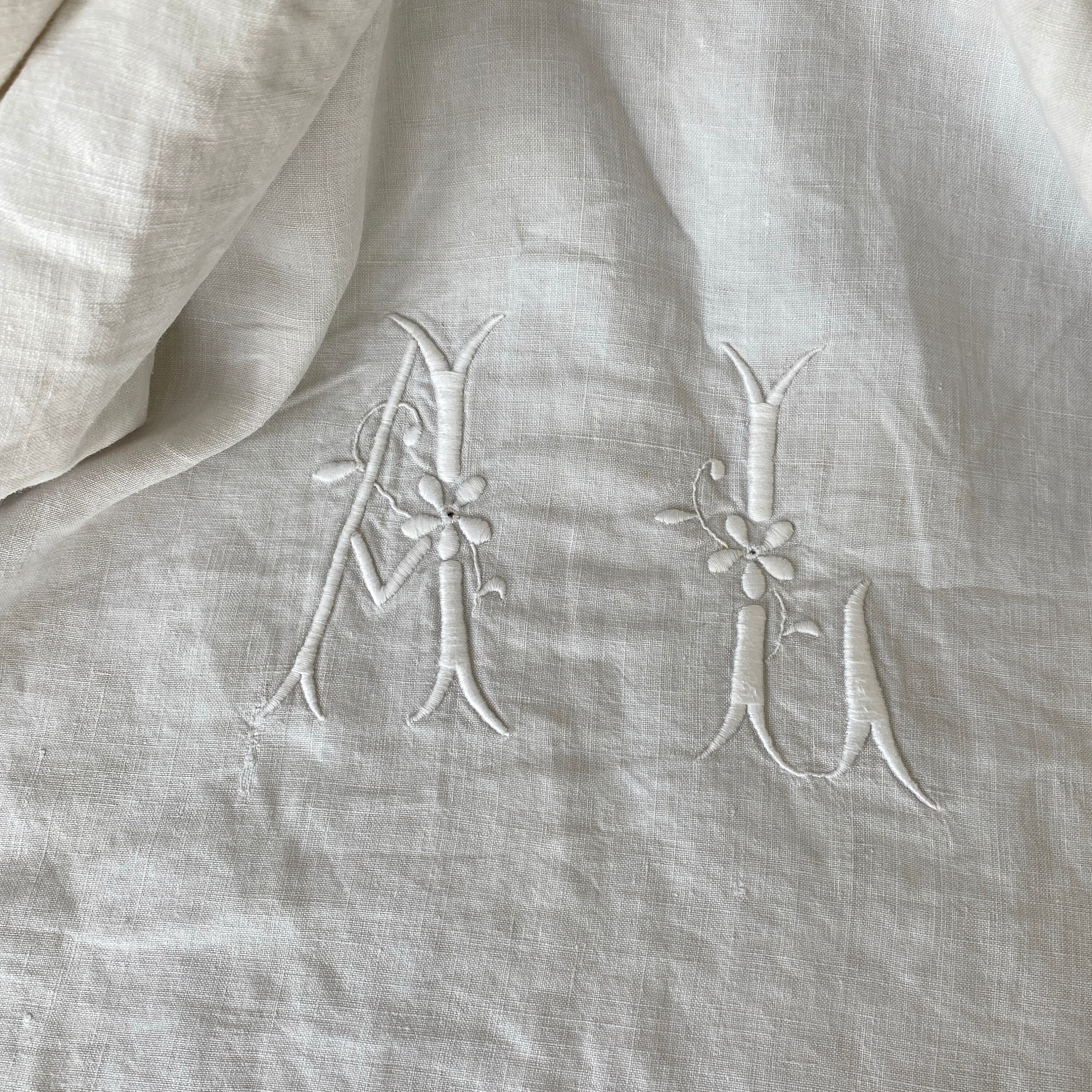 AL Monogram 132 X 76 LONG 1890 Hand Woven Sheet Curtain