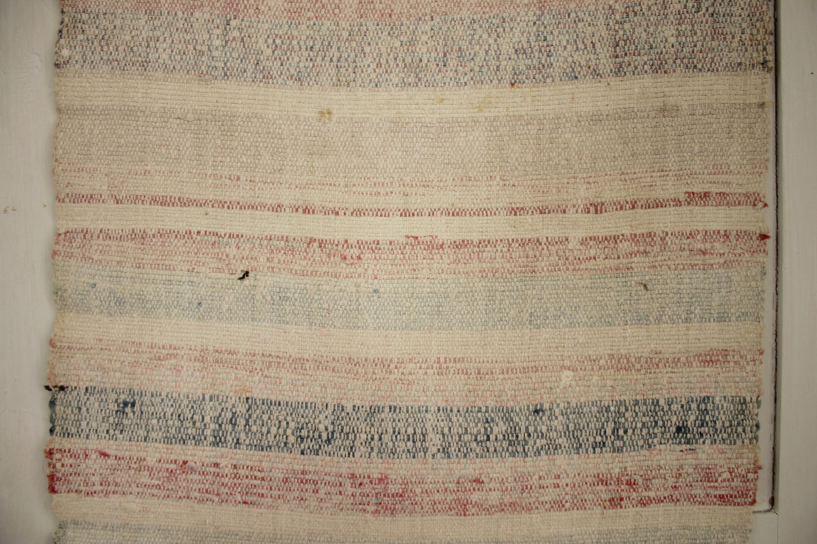 European Rag Rug Hand Woven Vintage Pale Tones Striped Carpet | Etsy