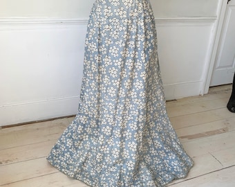 Antique Silk Skirt French blue floral Victorian long skirt cottagecore cottage style farmhouse Textile Trunk