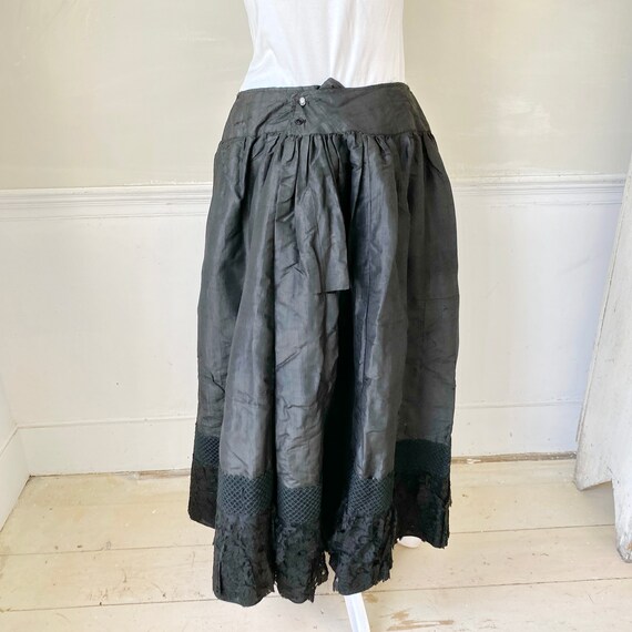 AMAZING Black Chintz Skirt with Lace and Corded T… - image 8