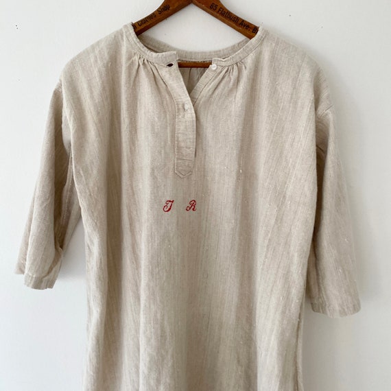 Natural linen chemise shirt French nightgown "JR"… - image 4
