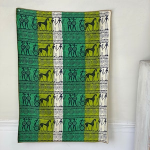 Mid Century Modern Roman Theme Mod Fabric Green Vintage French 1950&#39;s Wool Blend The Textile Trunk eco-friendly