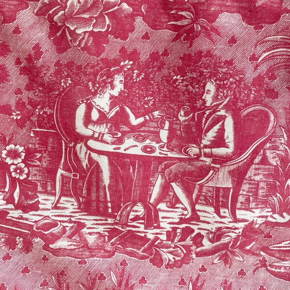 Antike Französisch Toile de Normandie 1810 Bettdecke historisches Textil umweltfreundlich