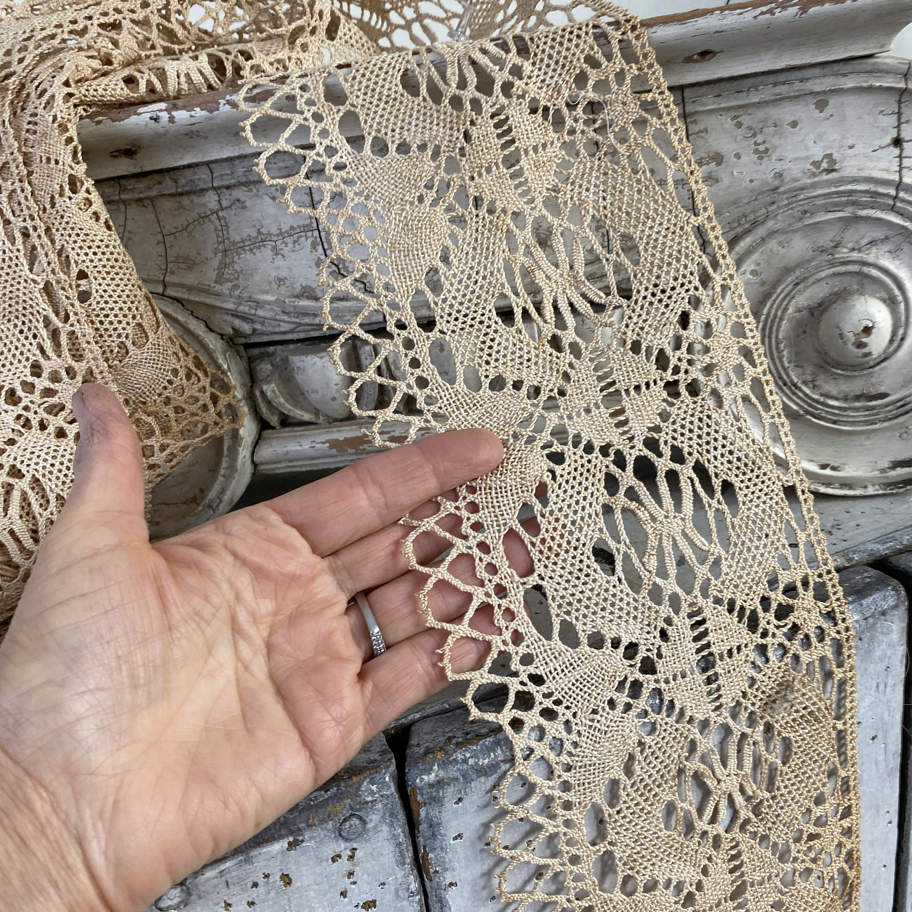 4.5 YARDS French Bobbin Antique Lace Trim Handmade Hand-made Card 1920 ...