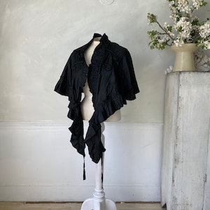 Silk Taffeta Cape ? Wrap ? Turn of the Century Silk Cape French Antique Cape Black Silk Cape French Workwear eco-friendly