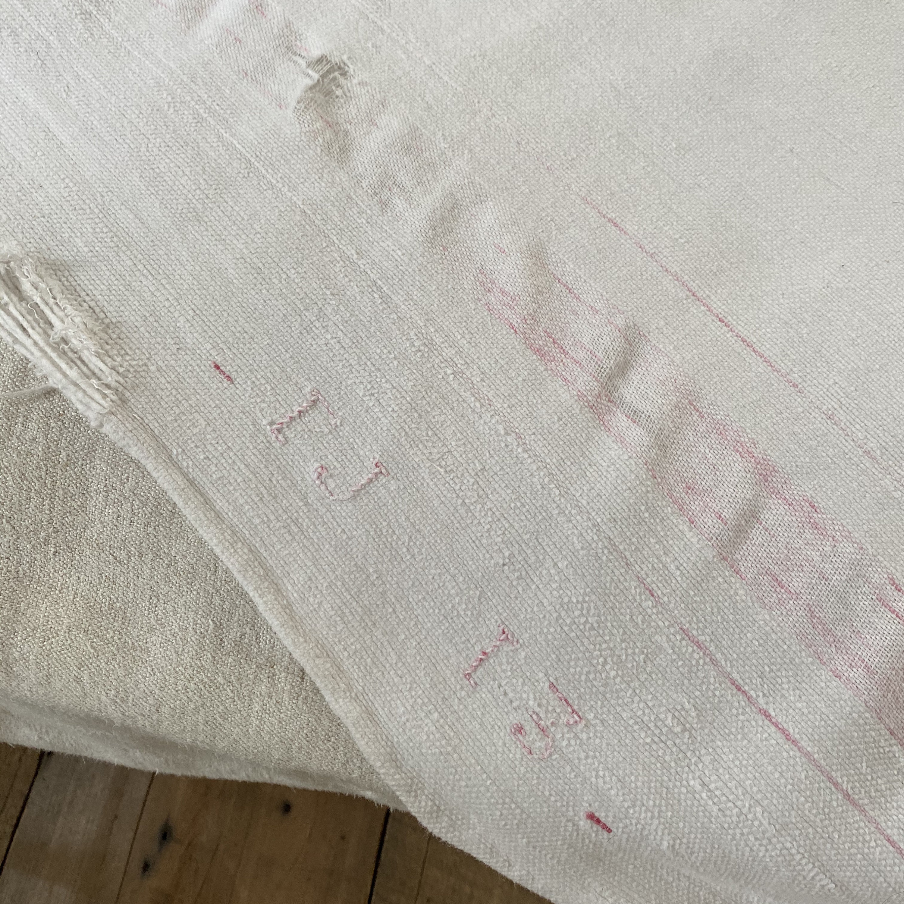 Antique French blanket fragment piece early old cotton for Etsy