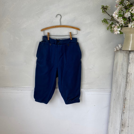 Blue Crackerjack Naval Pants Blue Wool 1900s Button Up pants Button Flap Work wear Workwear Blue French Vintage Pants