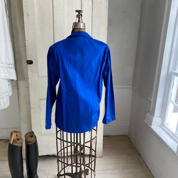 Vintage Jacket French Workwear Antique Bright Blu… - image 6