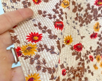 Vintage UNUSED quilting French fabric cotton brown AUTUMNAL tonesUnique window treatment eco-friendly