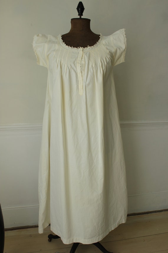 White French cotton night shirt nightgown c1900 s… - image 4