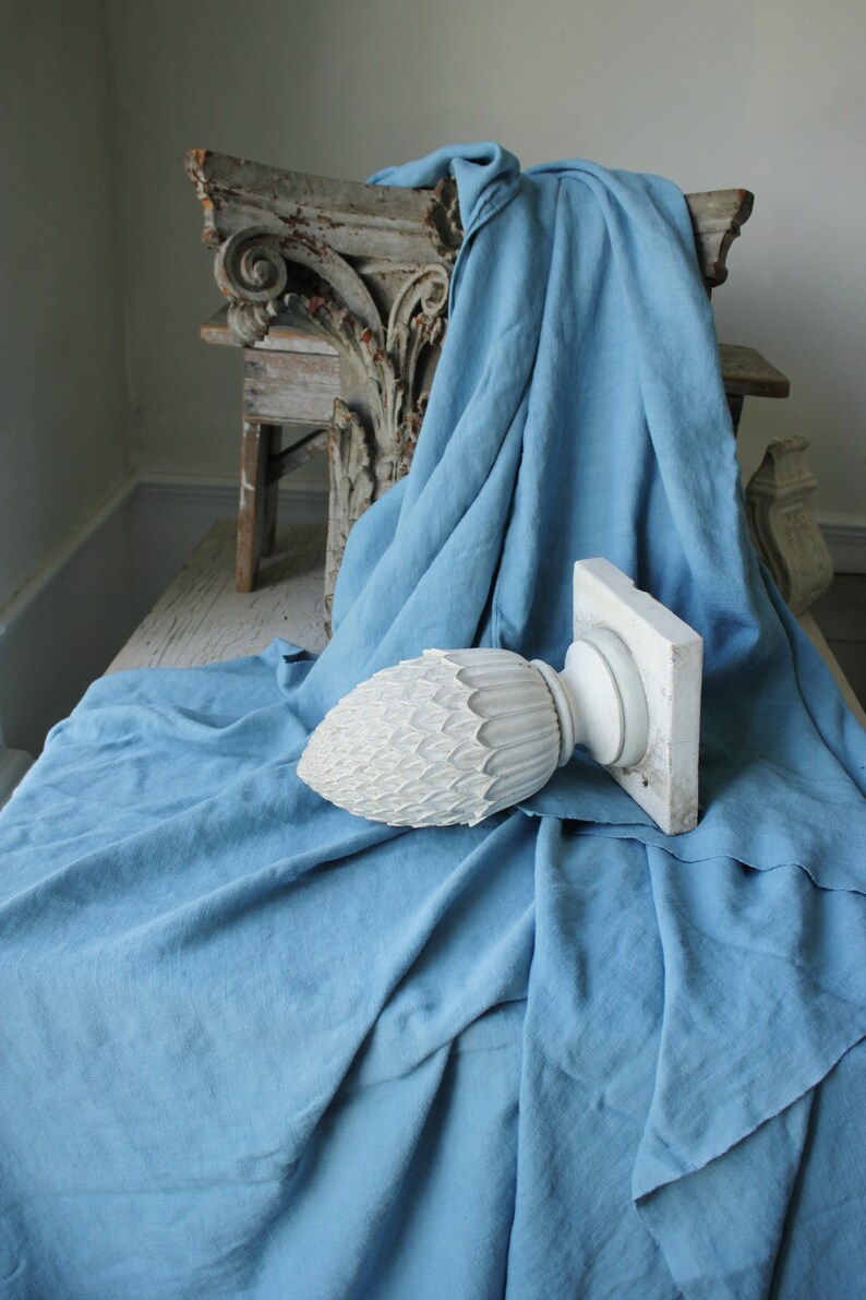 Dyed antique linen sheet blue fabric upholstery pillows c 1700/'s nubby linen