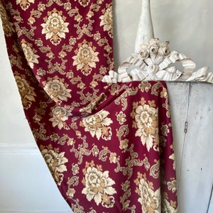 Garnet Burgundy red Art Nouveau Furnishing fabric material old DOUBLE printed for upholstery pillows etUnique window treatment eco-friendly