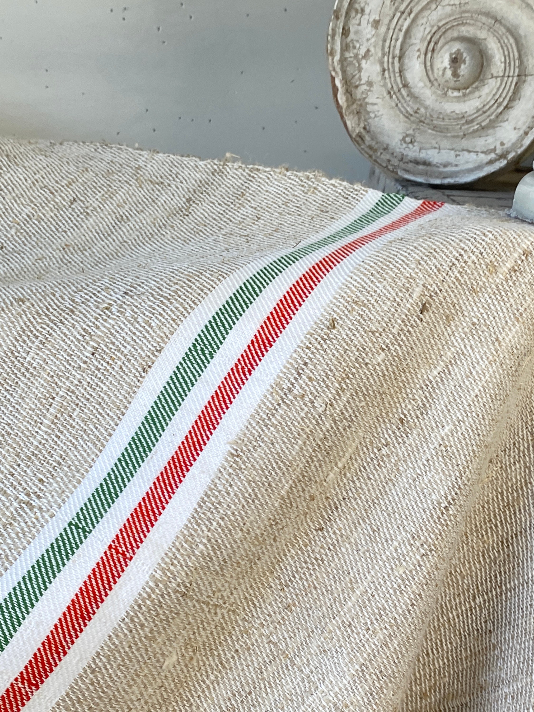 Antique Fustian Fabric Christmas Table Runner Handwoven Handmade