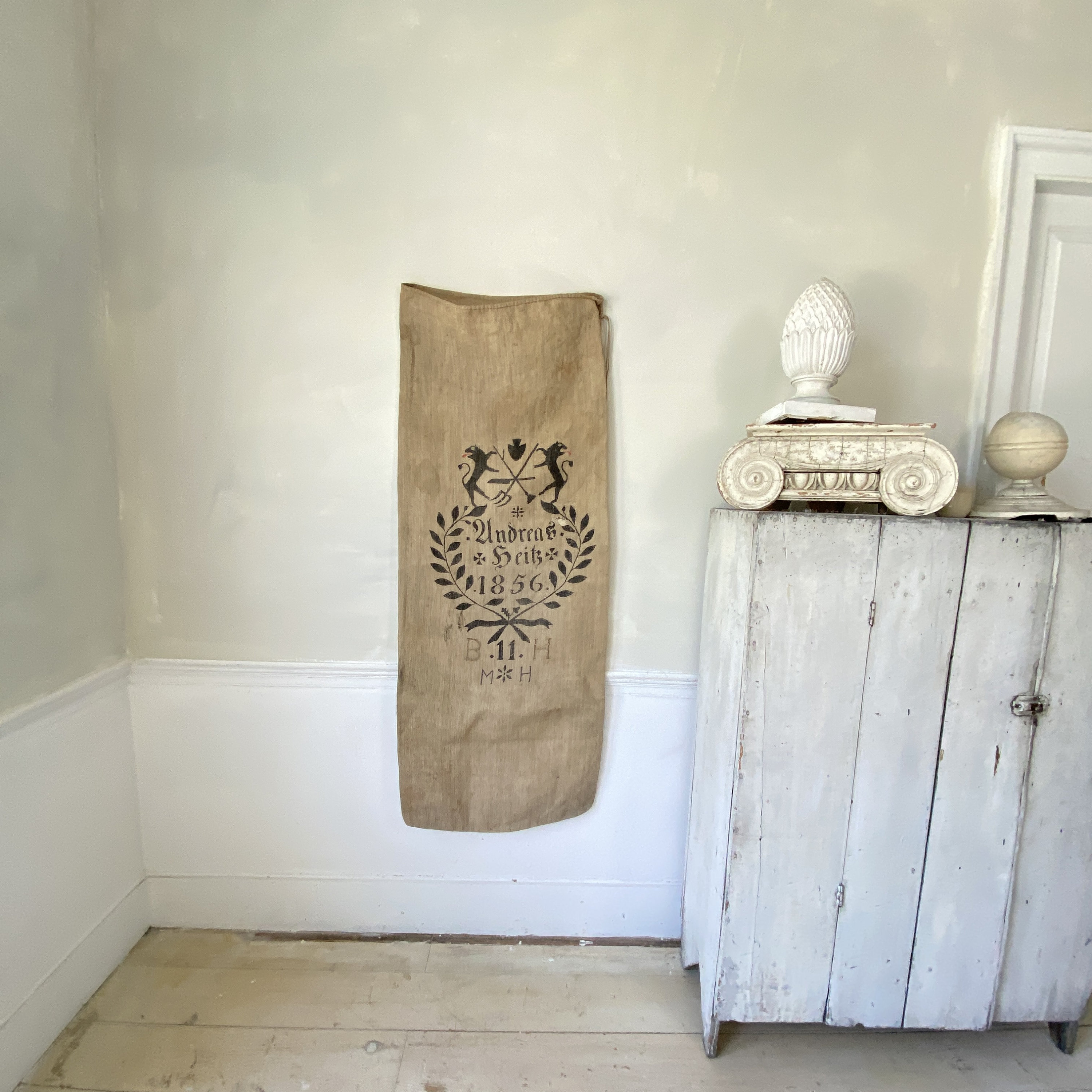Antique 19th Century German Grain Sack Grainsack 1856 Hemp Bag
