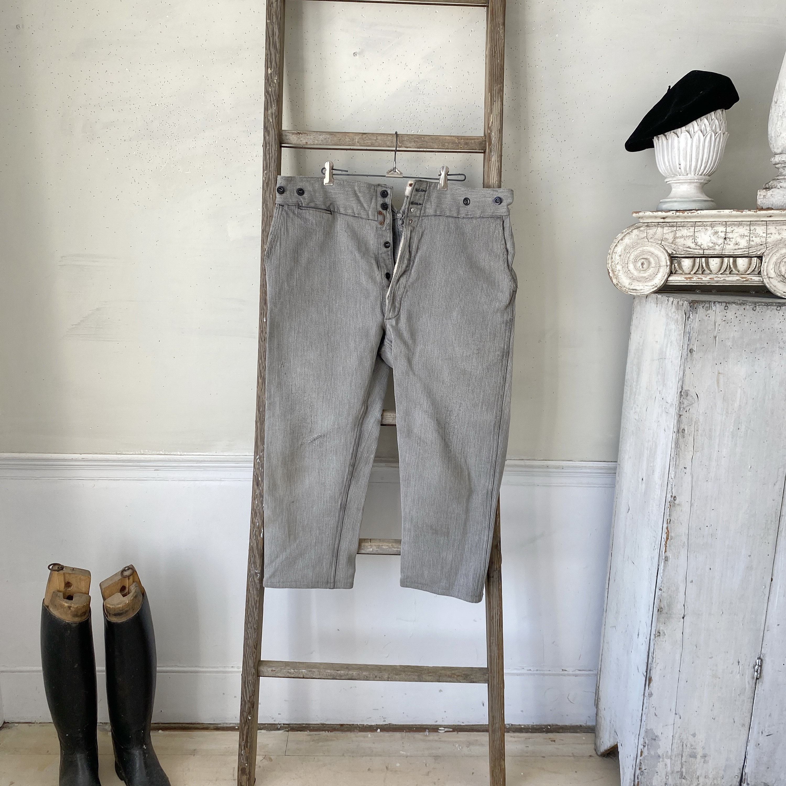 44 Inch Waist Vintage Work Pants French Workwear Grey Brown
