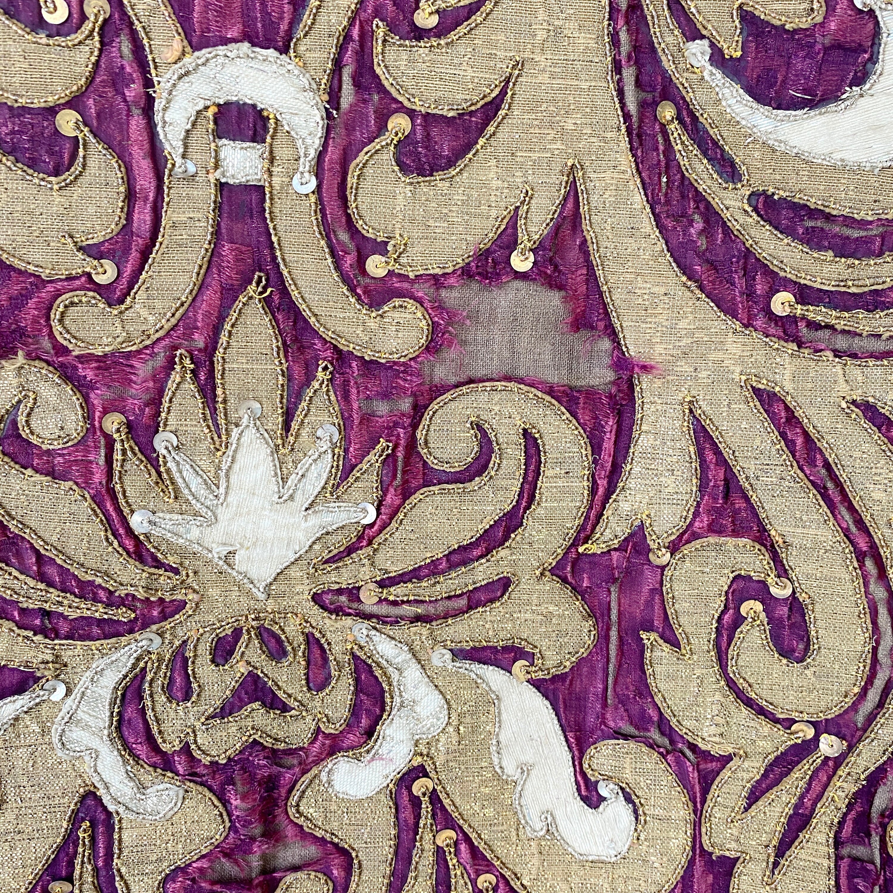 VINTAGE - CEINTURE 1960 -VELOURS BRODERIE MéTALLIQUE (Gebraucht) in