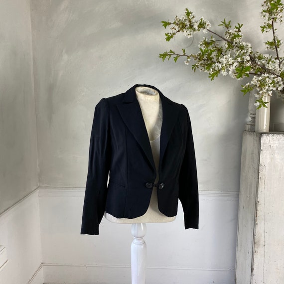 Black Suit Jacket French Coat Vintage Jacket 1940… - image 2