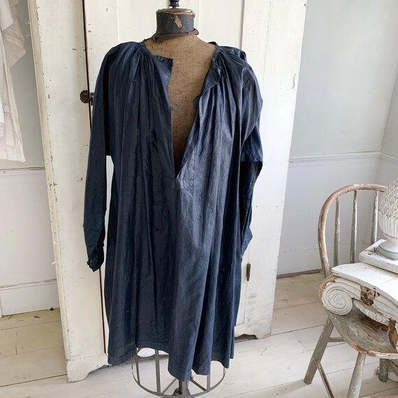 French Antique Men's smock dyed indigo blue Chintz