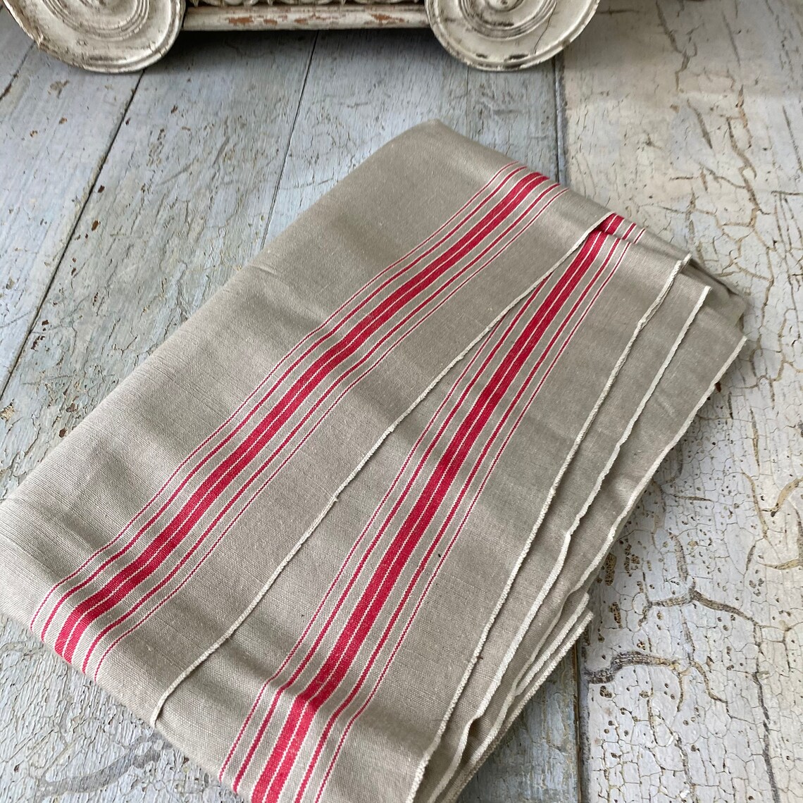 Vintage European Mangle Cloth Linen With Red Stripes Table - Etsy