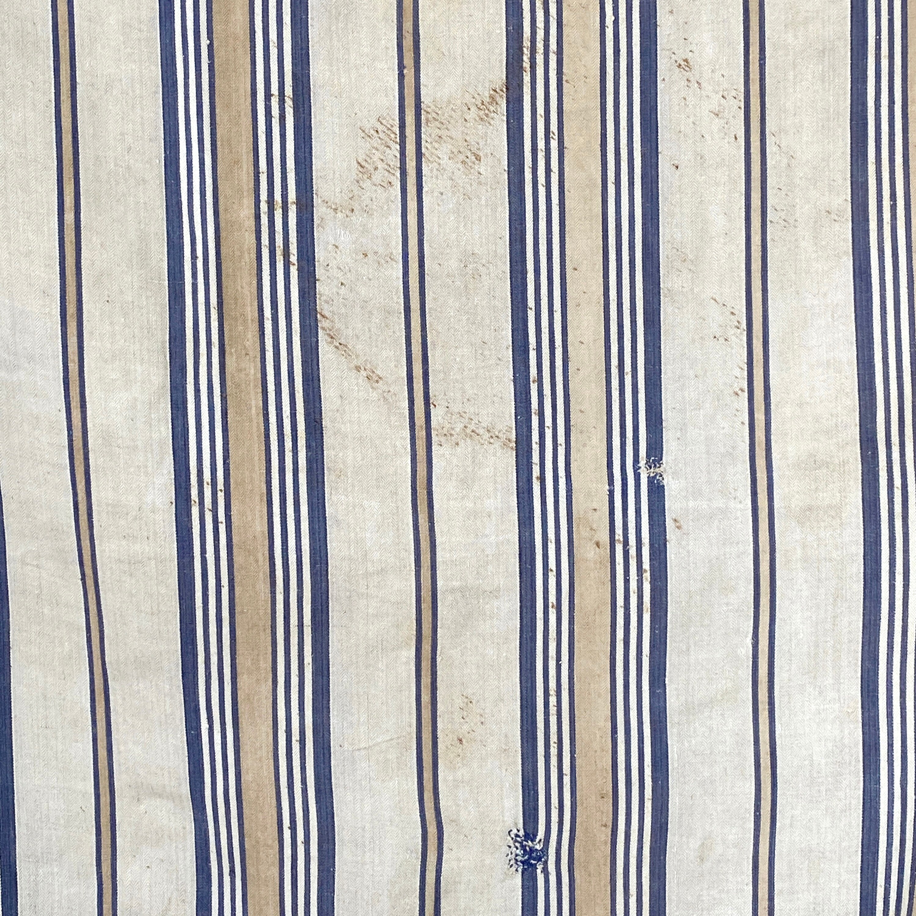 Textile Trunk — Antique French Ticking Fabric