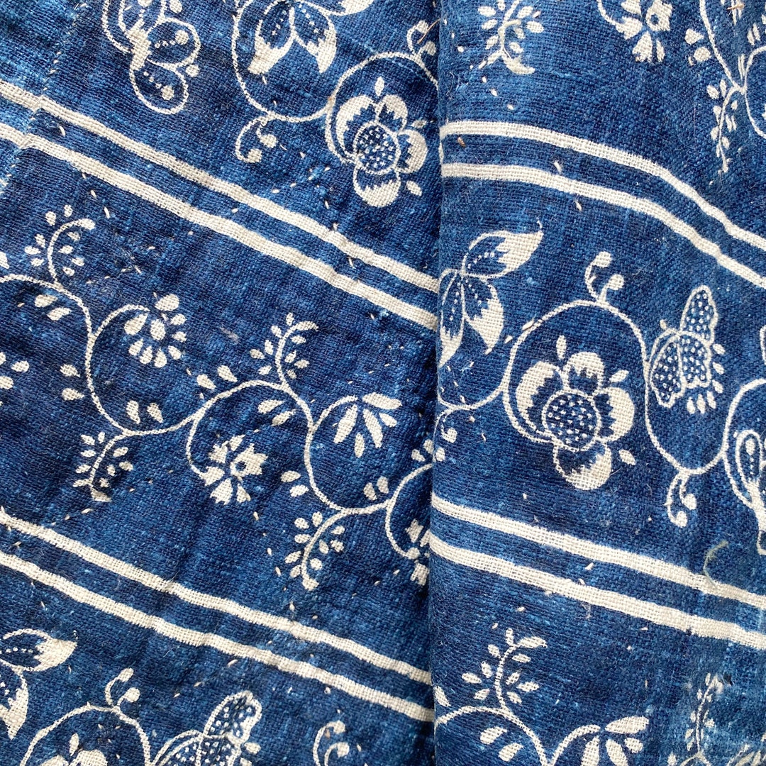 RARE French Indigo Resist 18th Century Quilted Fragment Resist Dyed ...