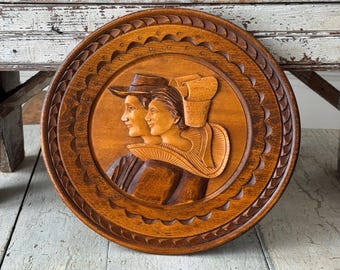 12,5 in Französisch Volkskunst Bas Relief geschnitzten Holz bretonischen Vintage Wand rustikale Wohnkultur Landhaus Landhaus Dekor Holz Hochzeit Geschenk